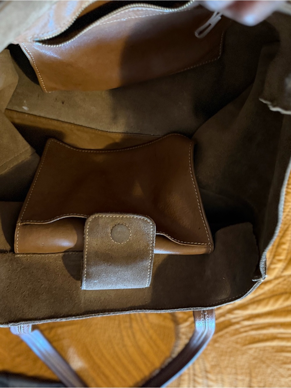UGG Suede Tote in Dark Brown with Leather Trim - Picture 4 of 4